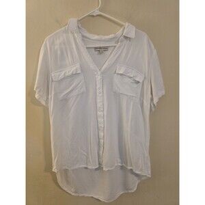 Alexander Jordon‎ Women's Size Large White Collard Button Down Short Sleeve Top